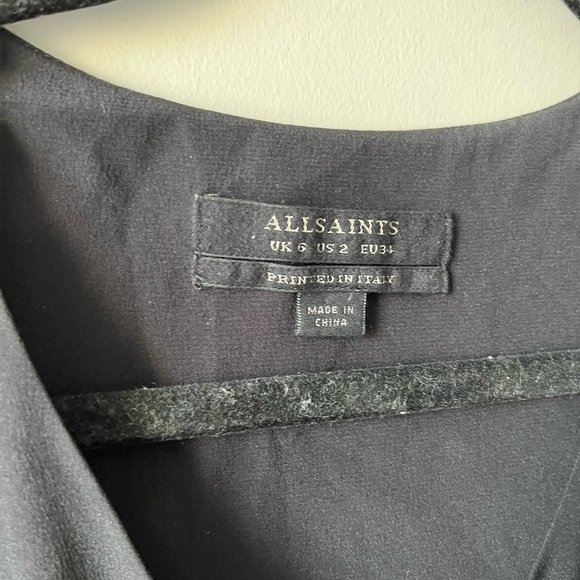 All Saints 100% SILK Black Floral Mini Vista Canna Dress - Size 2 - Picture 2 of 9